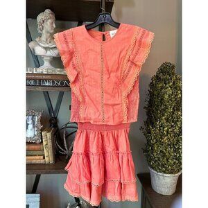 MISA Los Angeles Nilu Top & Banu Skirt Coral Womens Size XS